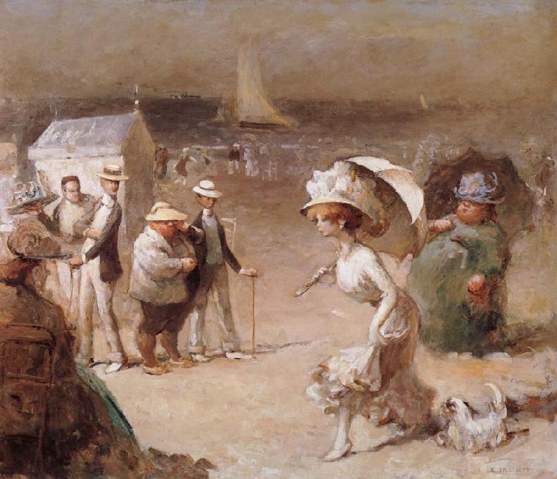 Trigoulet Eugene Elegantes sur la plage oil painting picture
